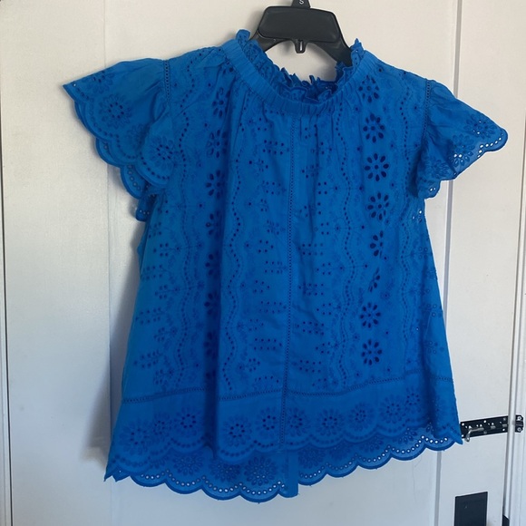 Jennifer & Grace Blue Eyelet Lace Style Top (XL But fits like S/M) - Picture 2 of 9